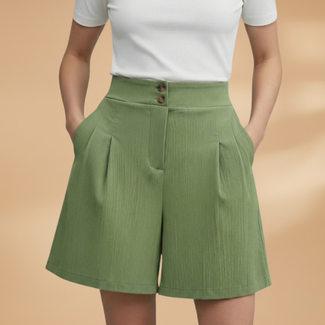 Bella - Damen Shorts mit Knopfleiste und Taillenbund