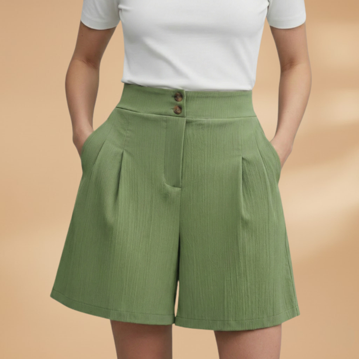 Bella - Damen Shorts mit Knopfleiste und Taillenbund