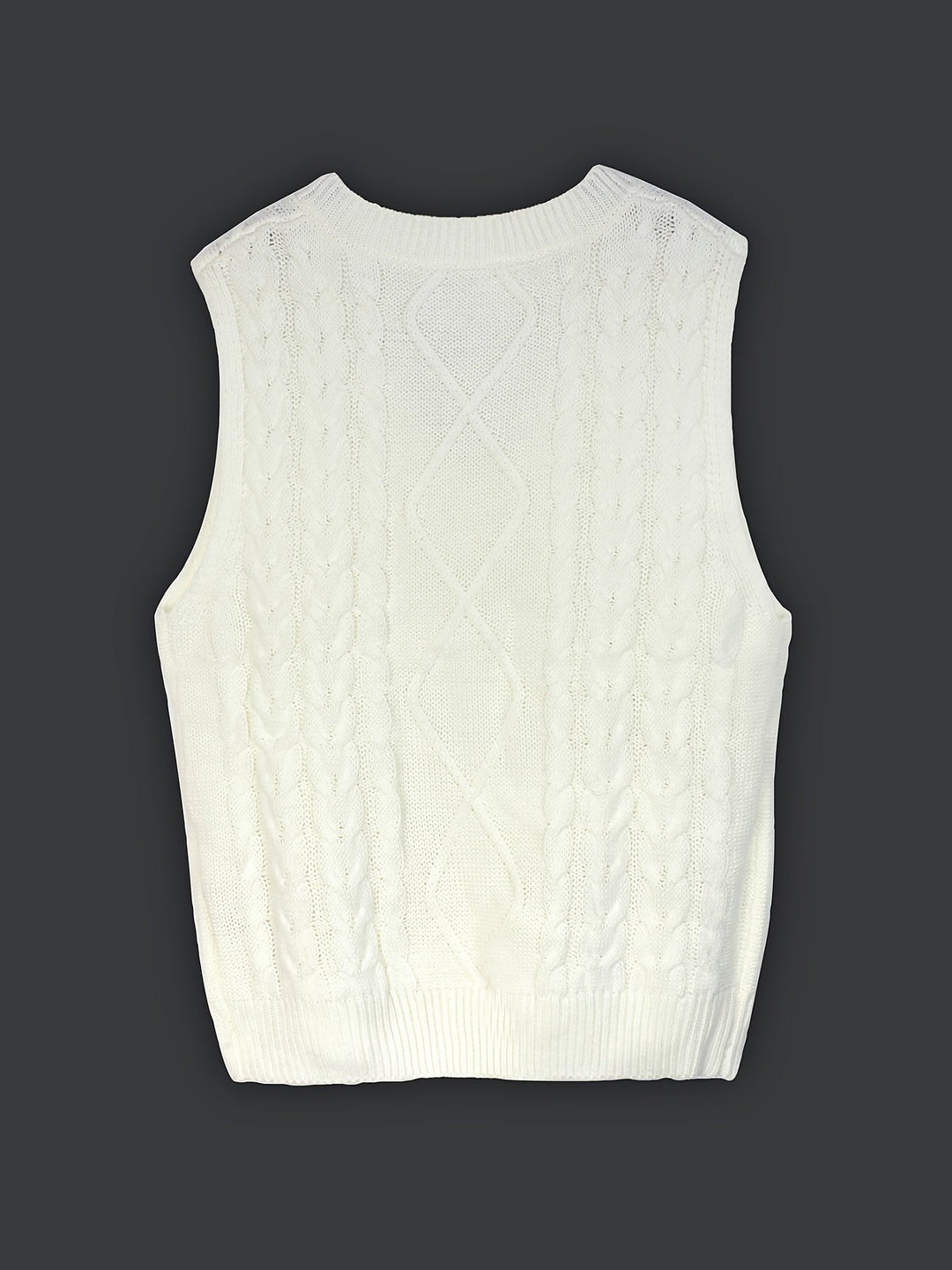 Colleen | Ärmelloser Zopfmuster-Pullover mit V-Ausschnitt - Image 47