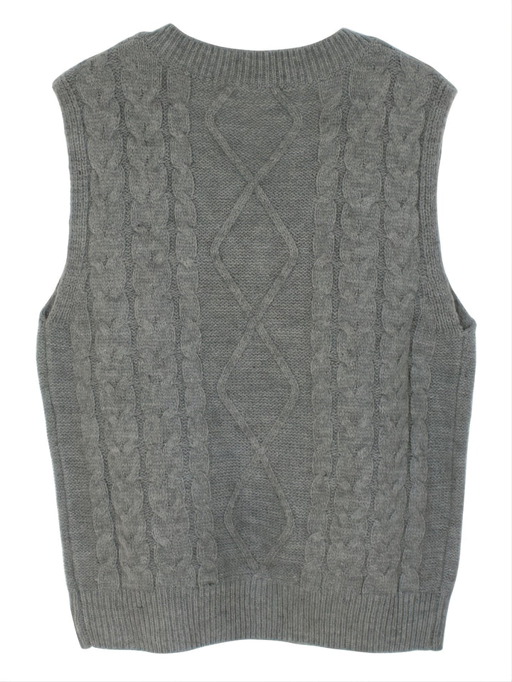 Colleen | Ärmelloser Zopfmuster-Pullover mit V-Ausschnitt - Image 8
