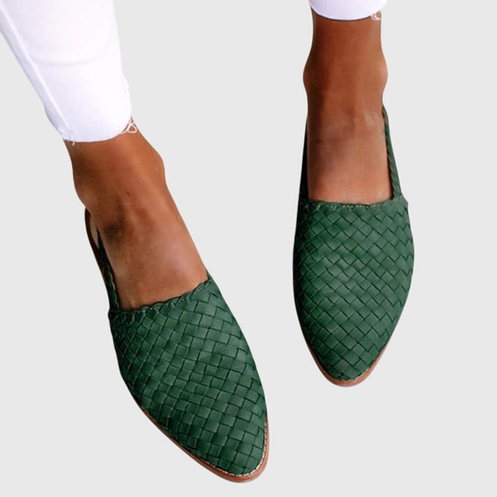 Women Woven Pointed Toe Backless Mule Flats - Image 4