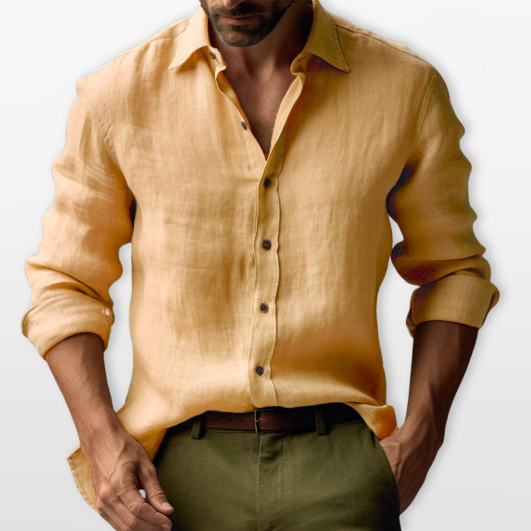 Herren Lässiges Leinenhemd Button-Down - Image 7