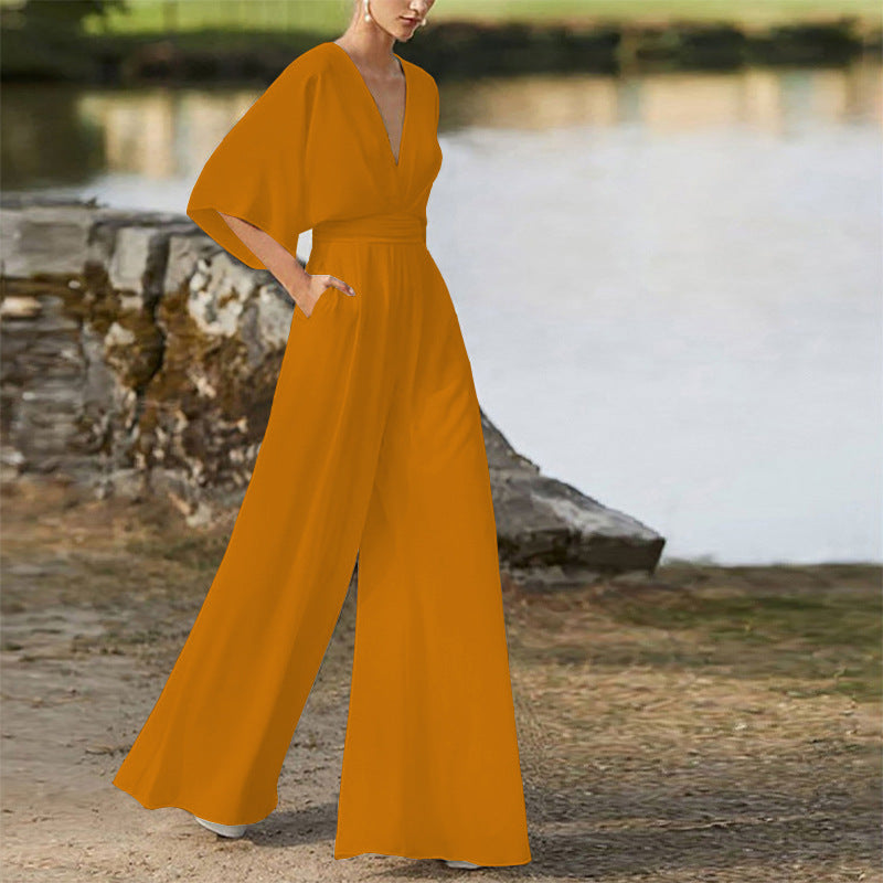 Jedah - Damen Jumpsuit Mit V Ausschnitt