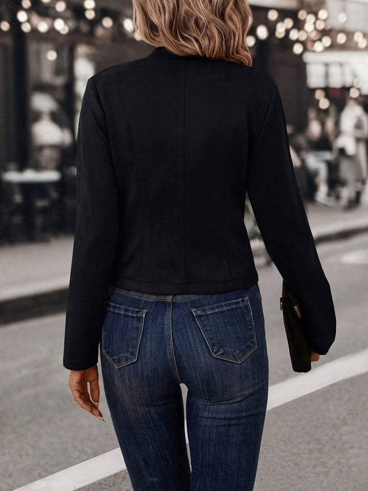 Damen Wildlederimitat Jacke Zweireihig Offen - Image 7