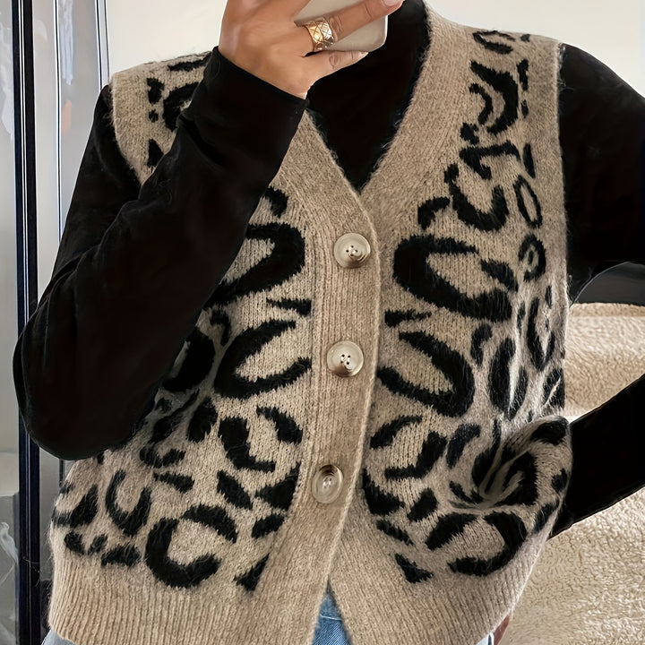 Cressida | V-Neck-Weste mit Statement-Print