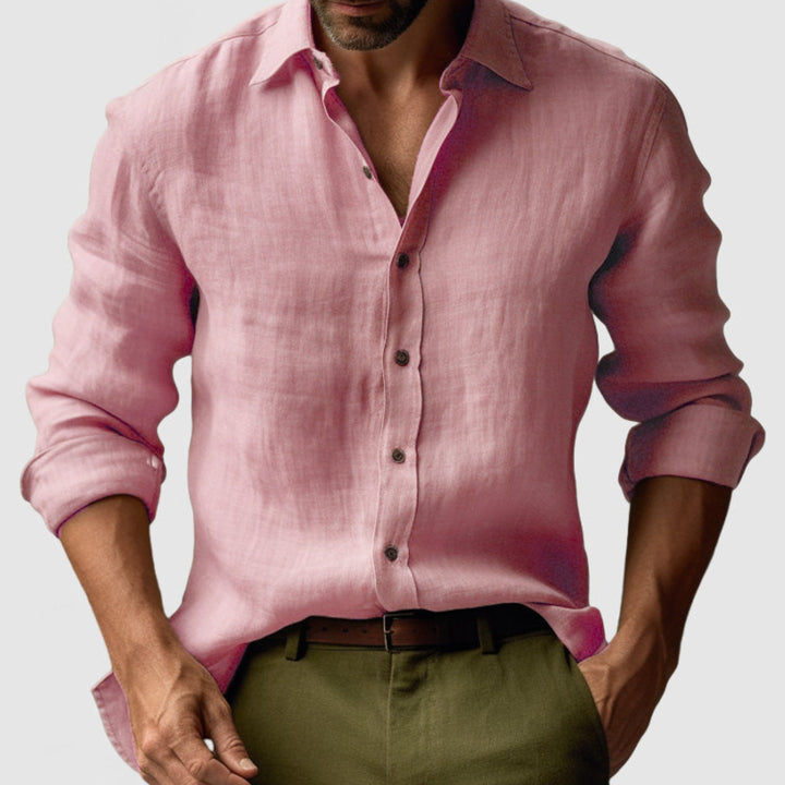 Herren Lässiges Leinenhemd Button-Down - Image 8