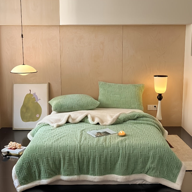 Bedcover Contemporary Knitted Jacquard Sherpa