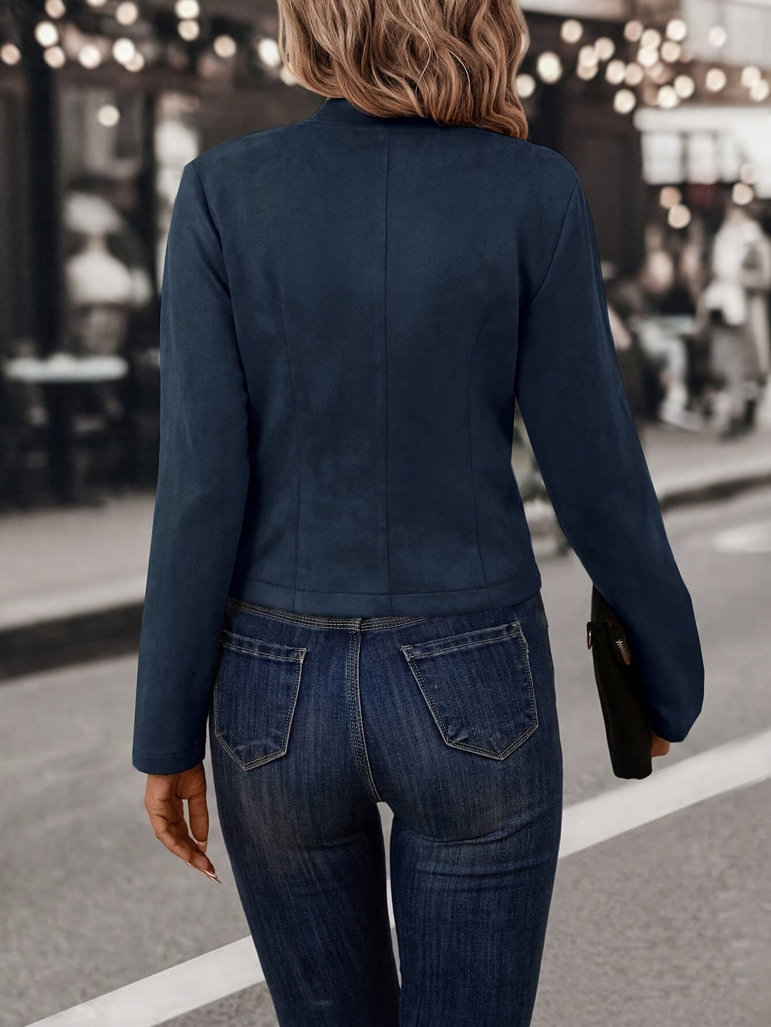 Damen Wildlederimitat Jacke Zweireihig Offen - Image 6