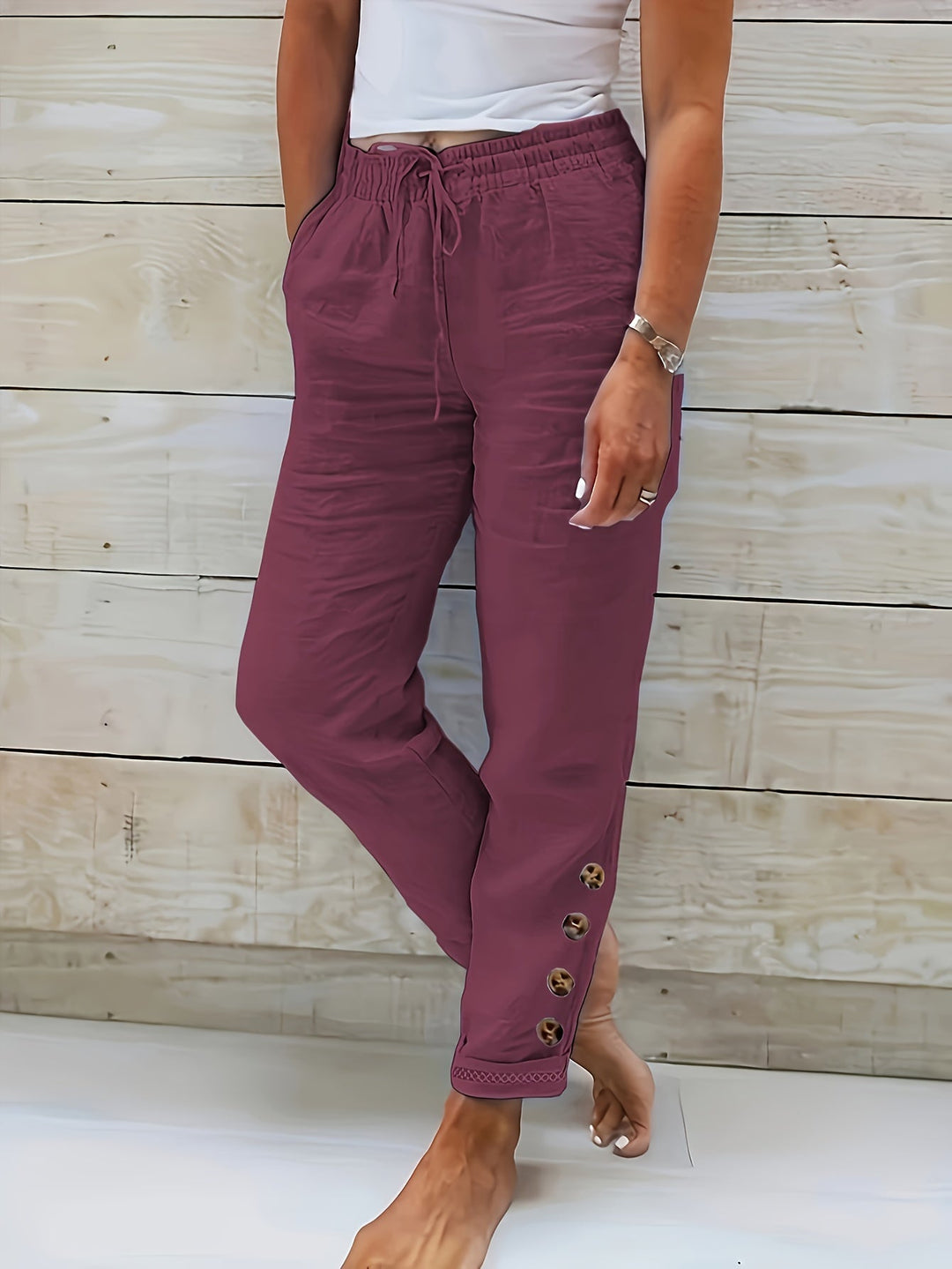 Women High Waisted Straight Leg Pants Lightweight Summer - Image 4