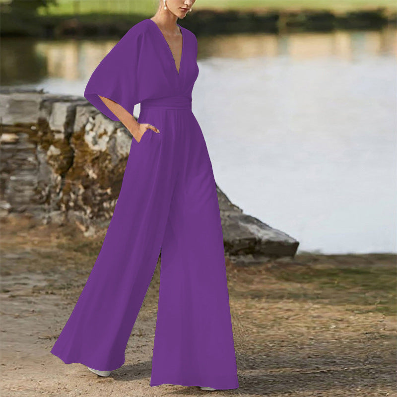 Jedah - Damen Jumpsuit Mit V Ausschnitt