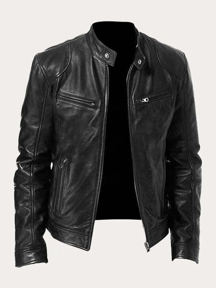 Aiden Herren-Leder-Bikerjacke | Echtes Leder, taillierte Passform