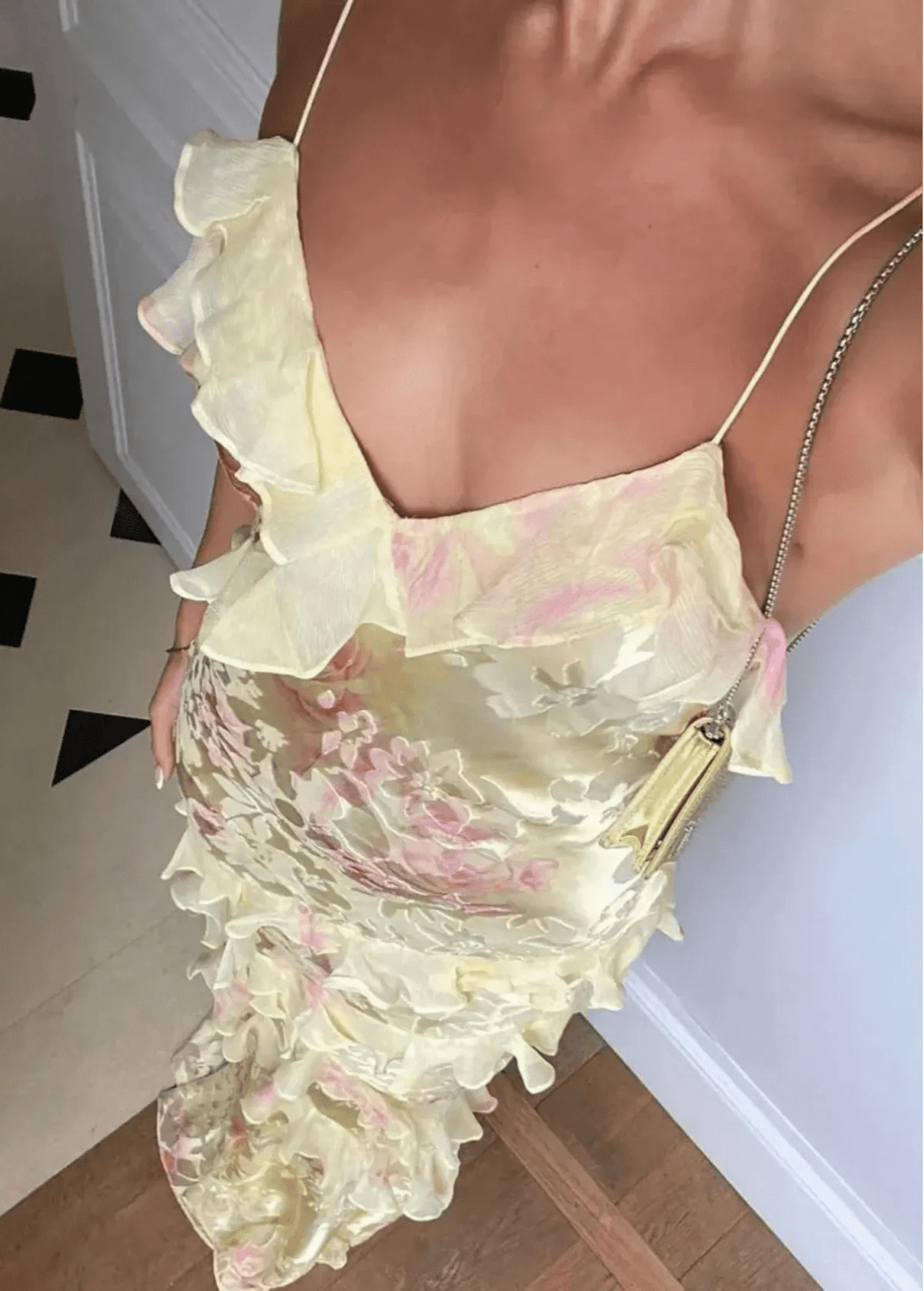 Airelle - Gelbes Florales Maxi Kleid Mit Rüschen