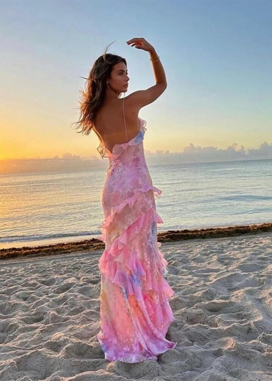 Airelle - Gelbes Florales Maxi Kleid Mit Rüschen