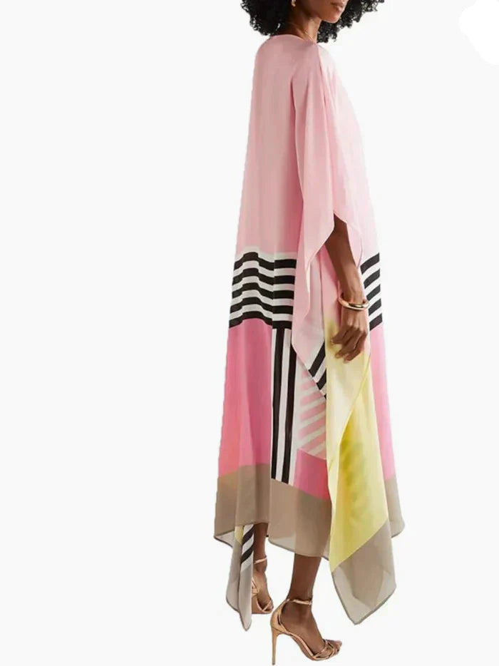 Mariselle - Rosa Kaftan-Kleid mit Zuckerstangenstreifen