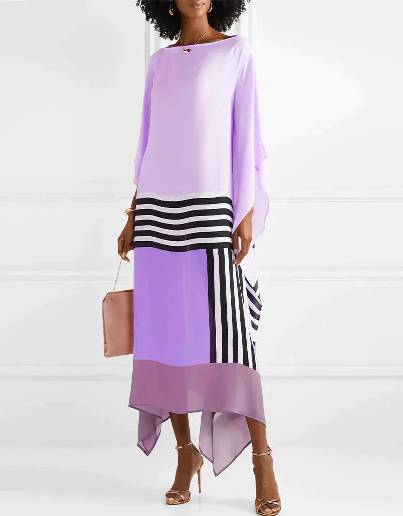 Mariselle - Rosa Kaftan-Kleid mit Zuckerstangenstreifen