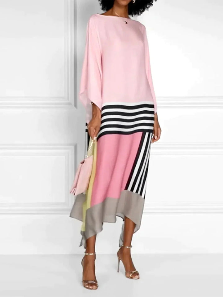 Mariselle - Rosa Kaftan-Kleid mit Zuckerstangenstreifen