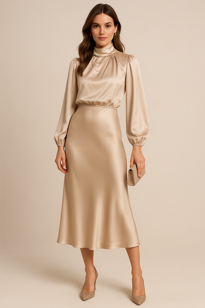 Seravellea – Midi Kleid Mit Rollkragen