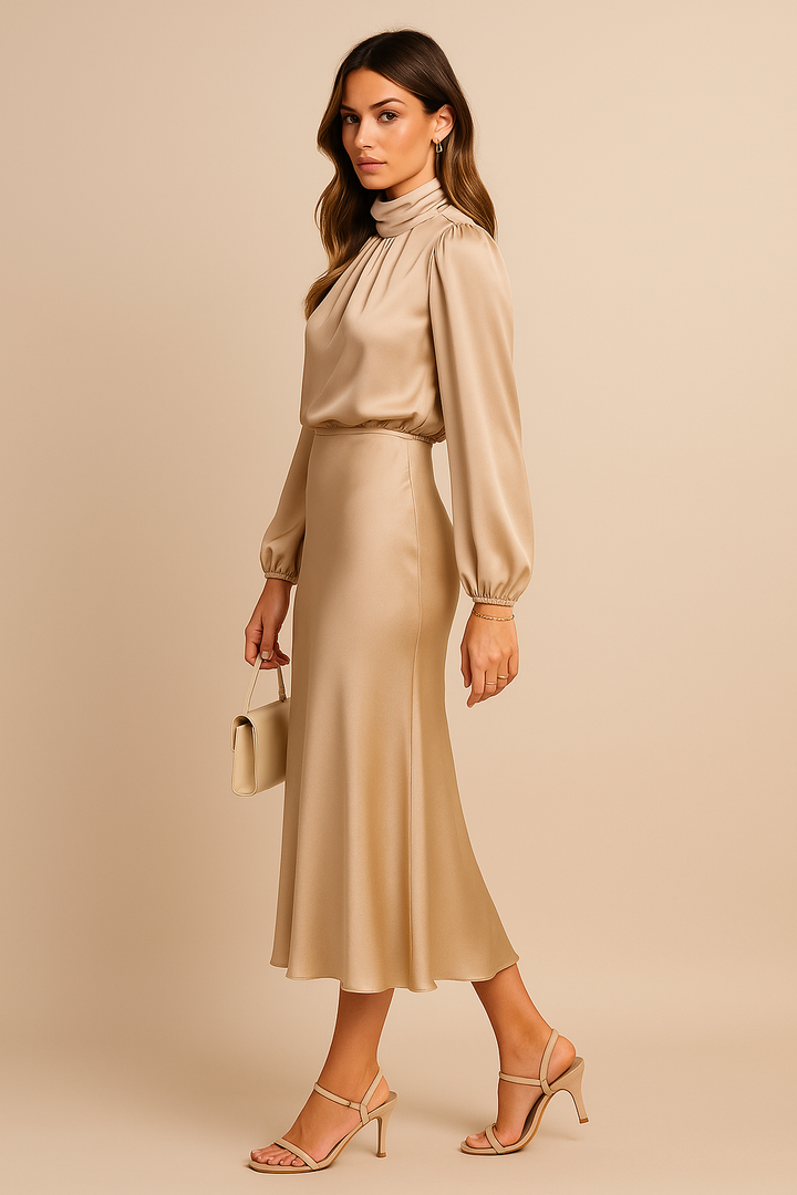 Krizelle - Hohe Taille Midi Kleid