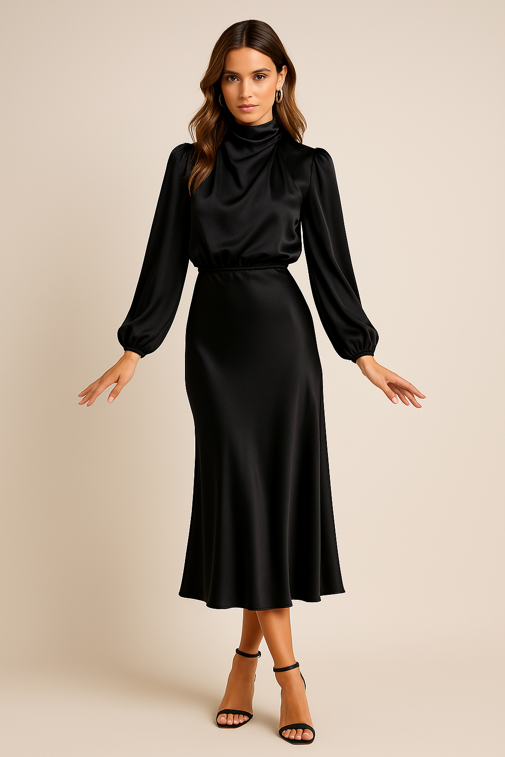 Krizelle - Hohe Taille Midi Kleid