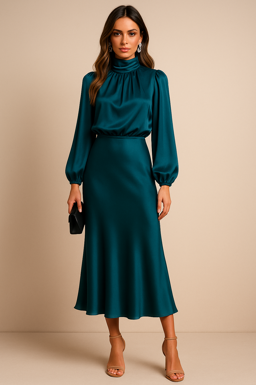 Seravellea – Midi Kleid Mit Rollkragen