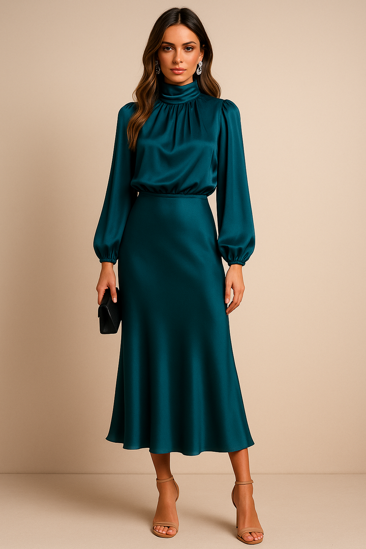 Seravellea – Midi Kleid Mit Rollkragen