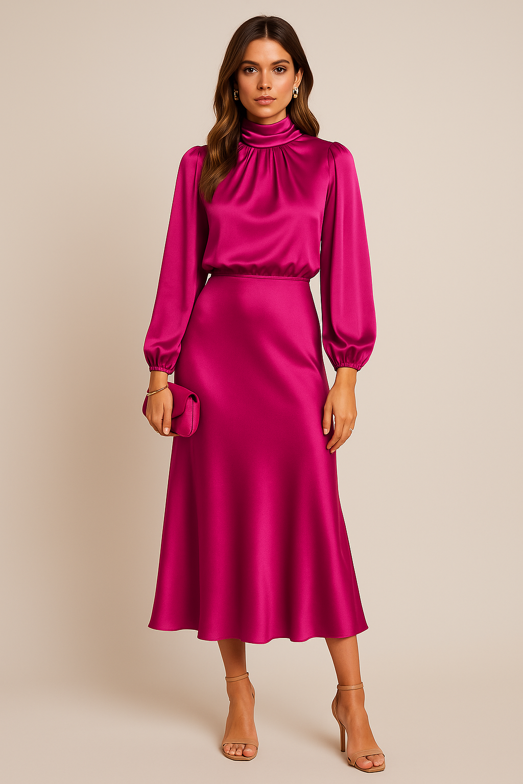 Seravellea – Midi Kleid Mit Rollkragen