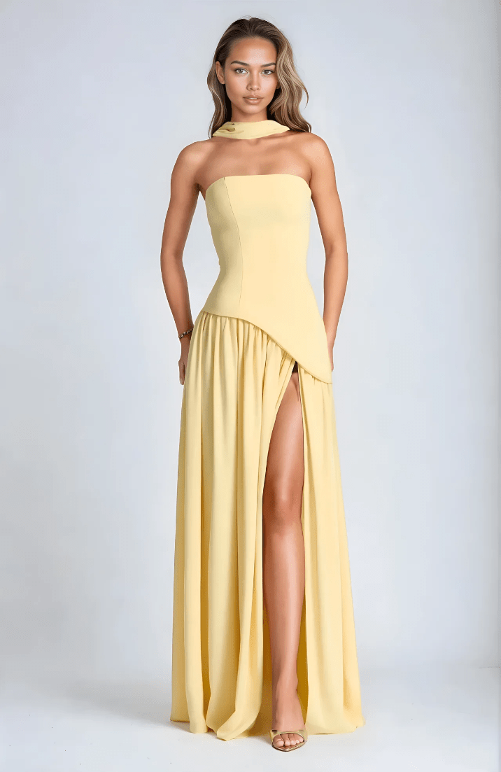 Anavelle - Trägerloses Maxikleid Mit Schlitz