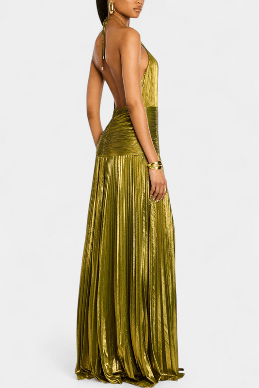 Rosselle – Schulterfreies Maxikleid Grün