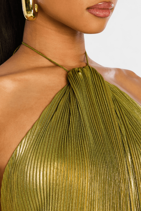 Rosselle – Schulterfreies Maxikleid Grün