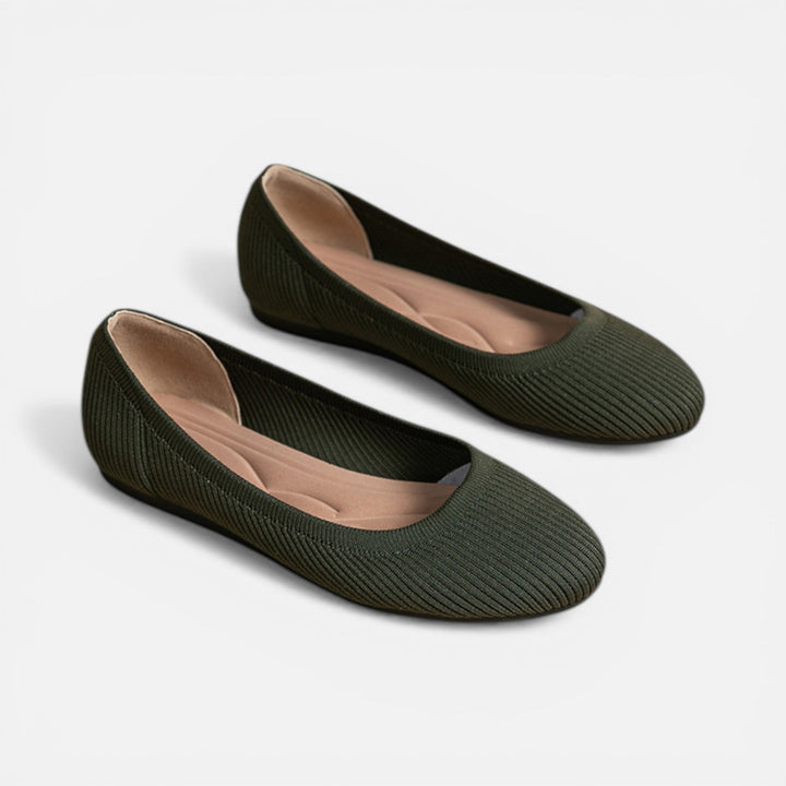 Juliana - Damen Strick Ballerina Slipper Komfort Slip On Schuhe