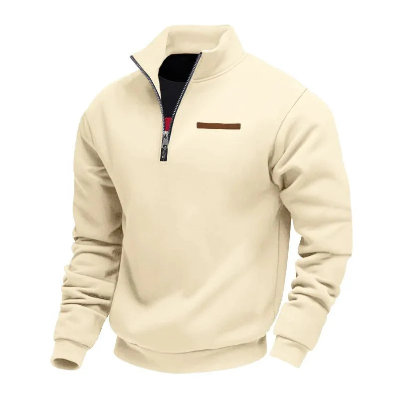 Herrenpullover mit Reißverschluss und Stehkragen