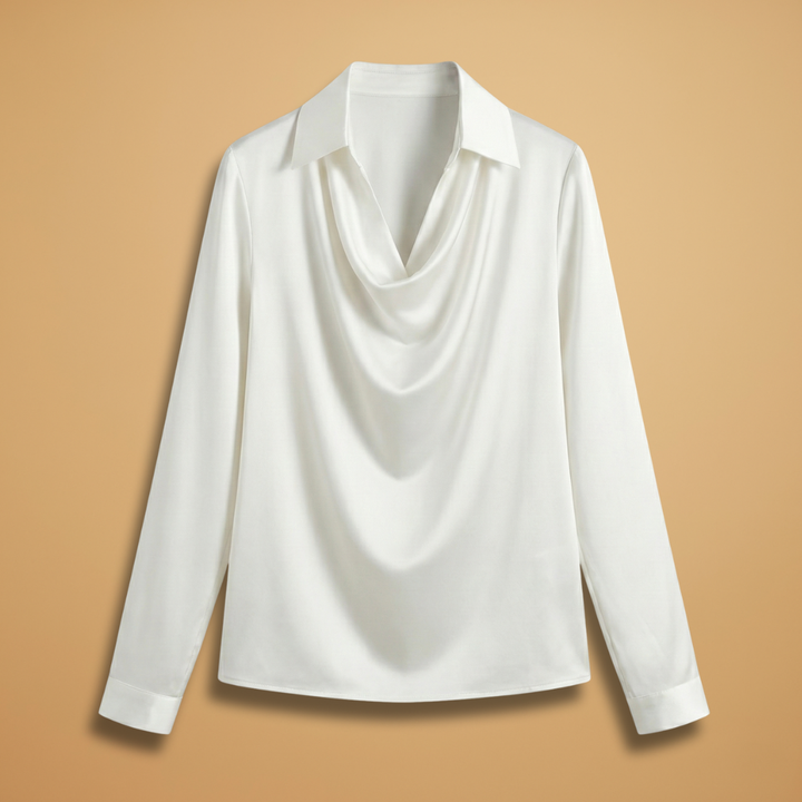 Brigitte - Bluse mit Drapiertem Kragen und langen Ärmeln
