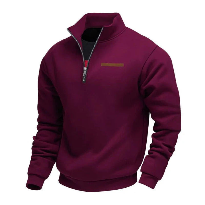 Herrenpullover mit Reißverschluss und Stehkragen