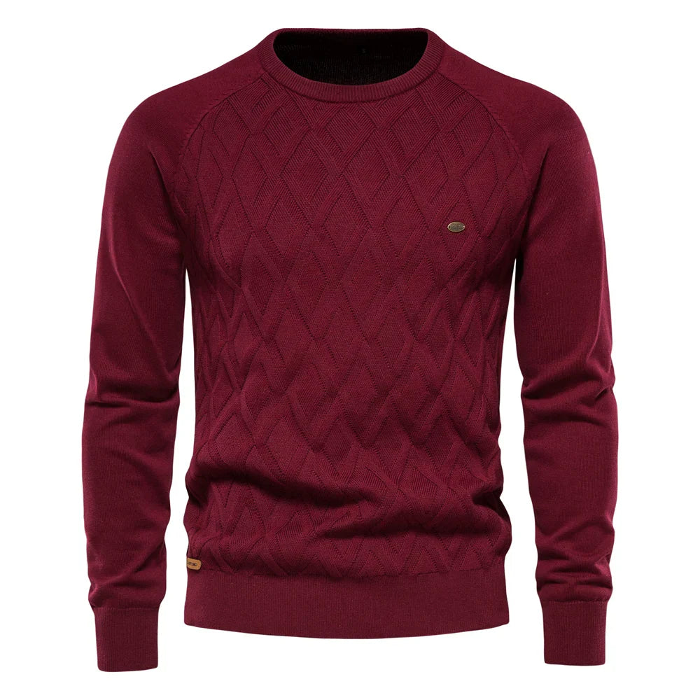 Herrenpullover mit Rautenmuster und schmaler Passform