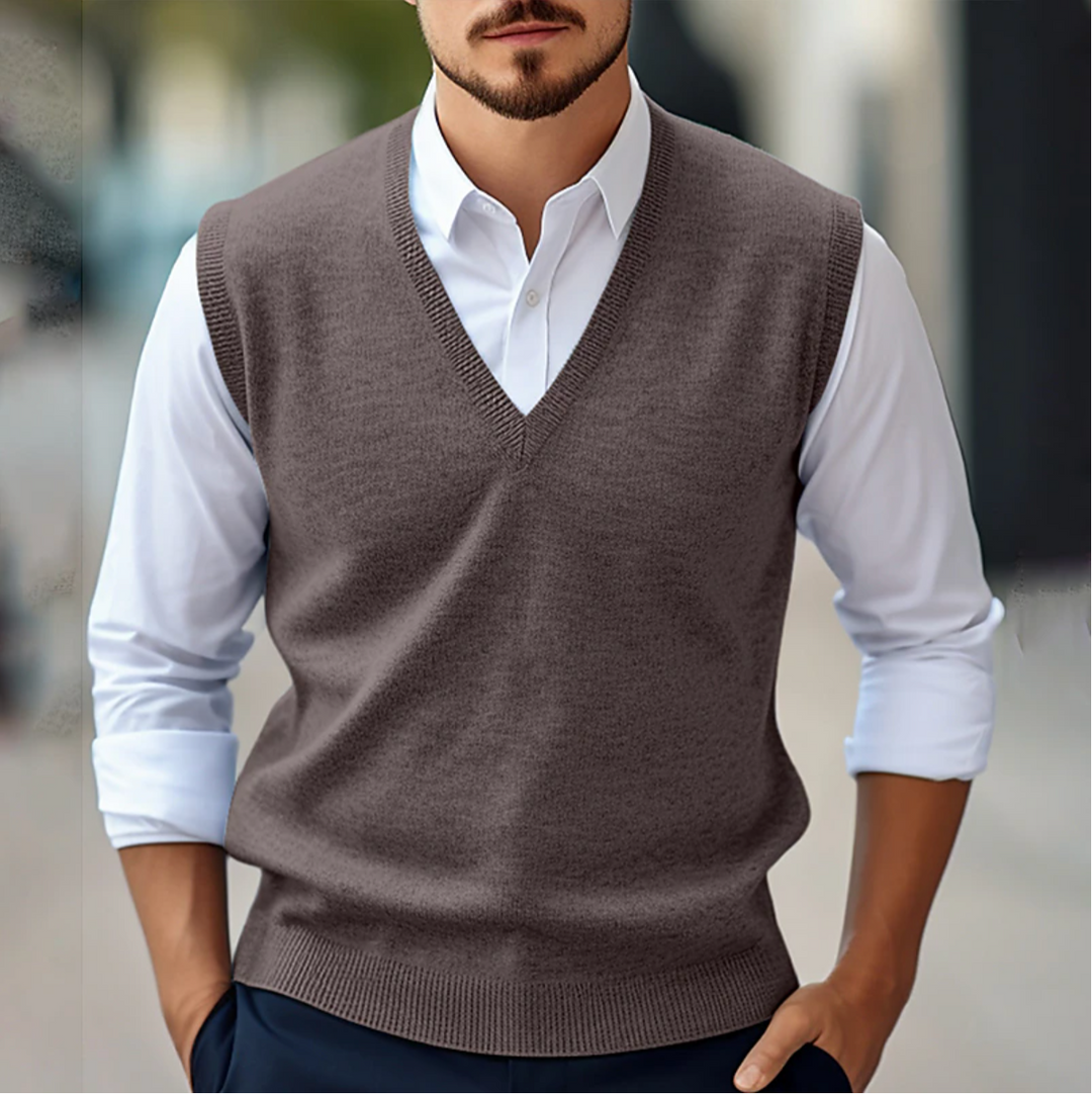 Herren Strickgilet mit V Ausschnitt und Regular Fit