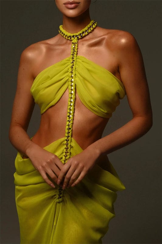 Calliera – Ärmelloses Cutout Maxikleid Gelb