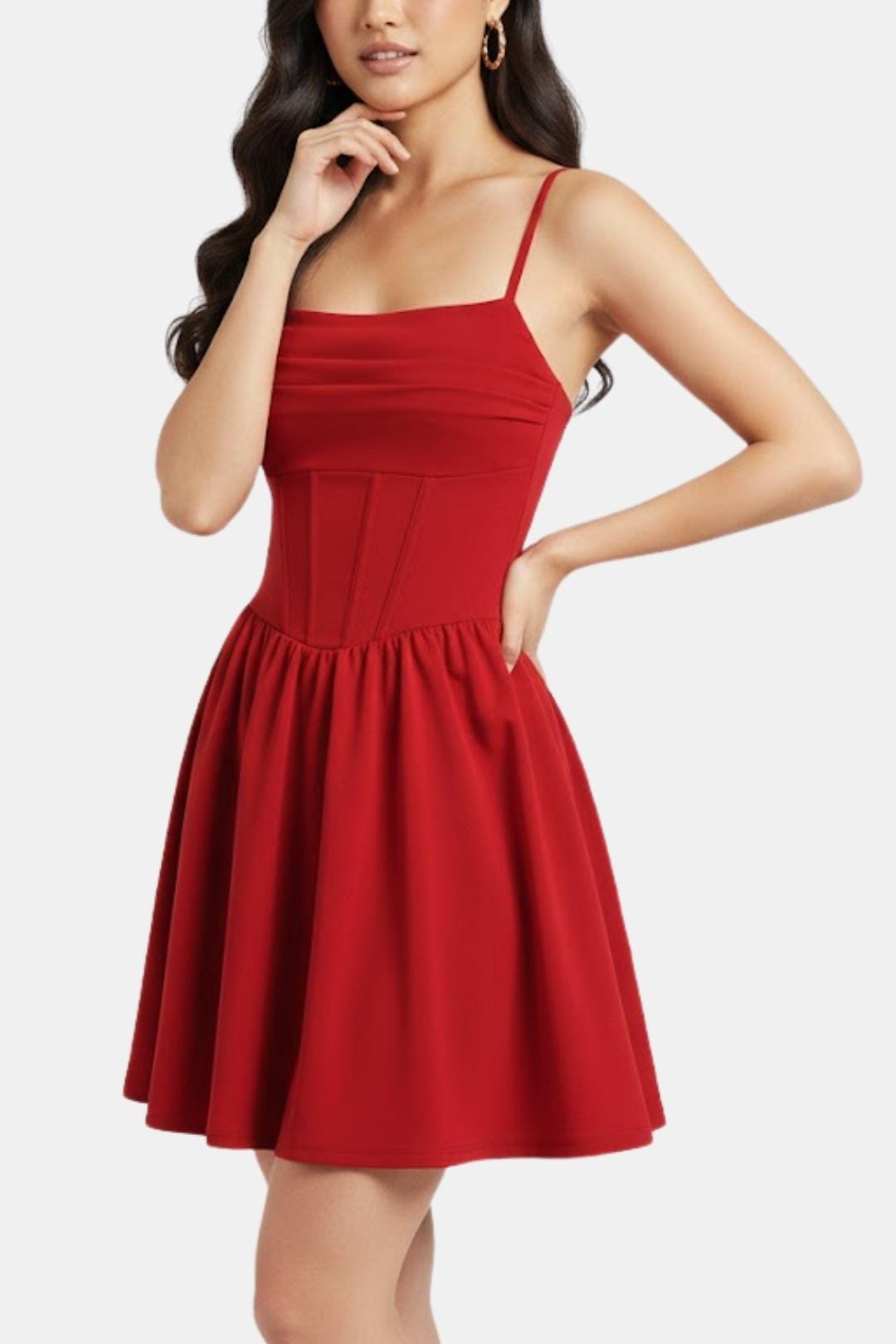 Calyraea - Gerafftes Träger Mini Kleid