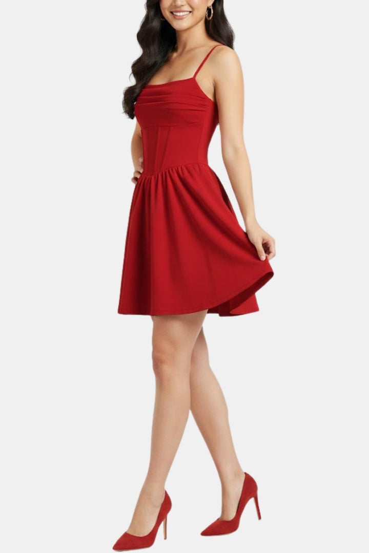 Calyraea - Gerafftes Träger Mini Kleid