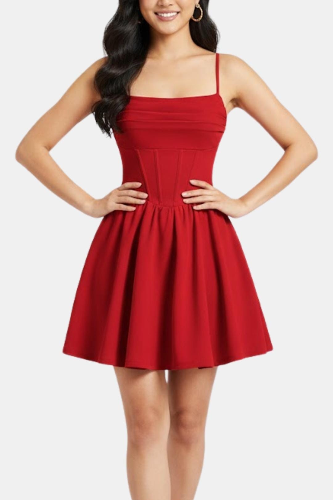 Calyraea - Gerafftes Träger Mini Kleid