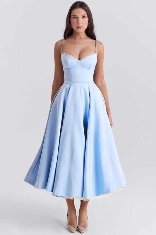 Celestira - Korsett Stil Ärmelloses Midi Kleid