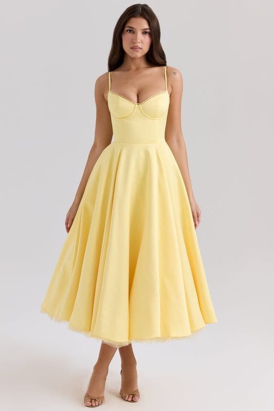 Celestira - Korsett Stil Ärmelloses Midi Kleid