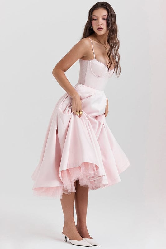 Celestira - Korsett Stil Ärmelloses Midi Kleid