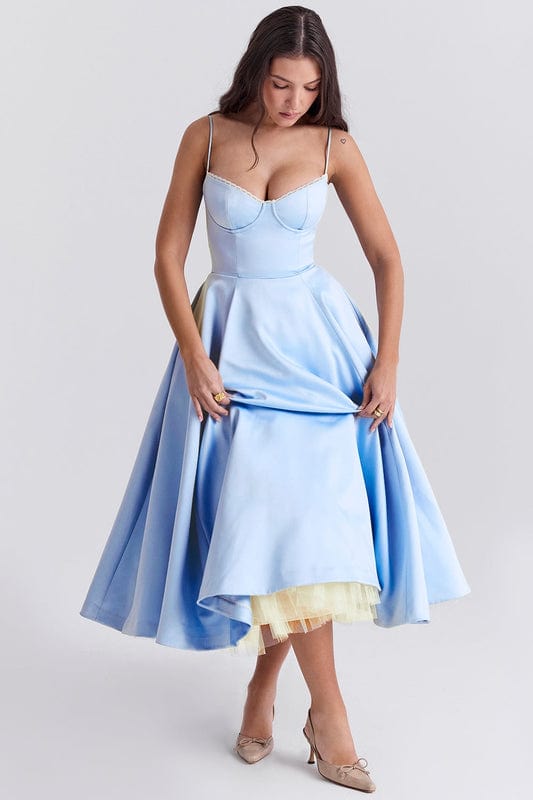 Celestira - Korsett Stil Ärmelloses Midi Kleid
