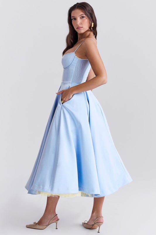 Celestira - Korsett Stil Ärmelloses Midi Kleid