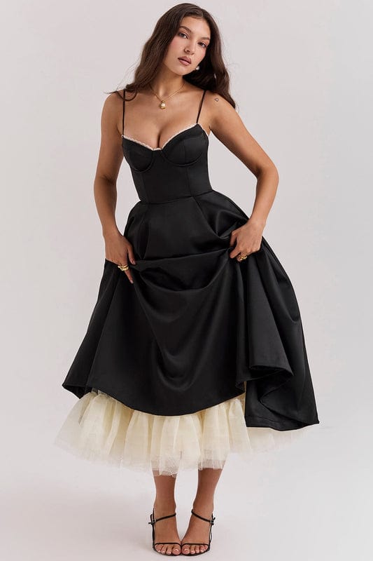 Celestira - Korsett Stil Ärmelloses Midi Kleid