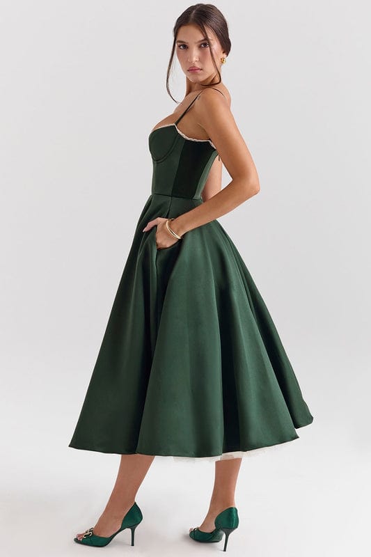 Celestira - Korsett Stil Ärmelloses Midi Kleid