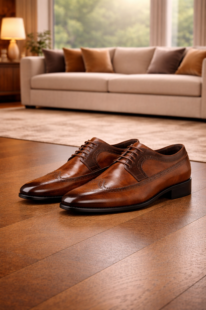 Alaric - Herren Leder Brogue Oxford Schuhe mit Schnürverschluss