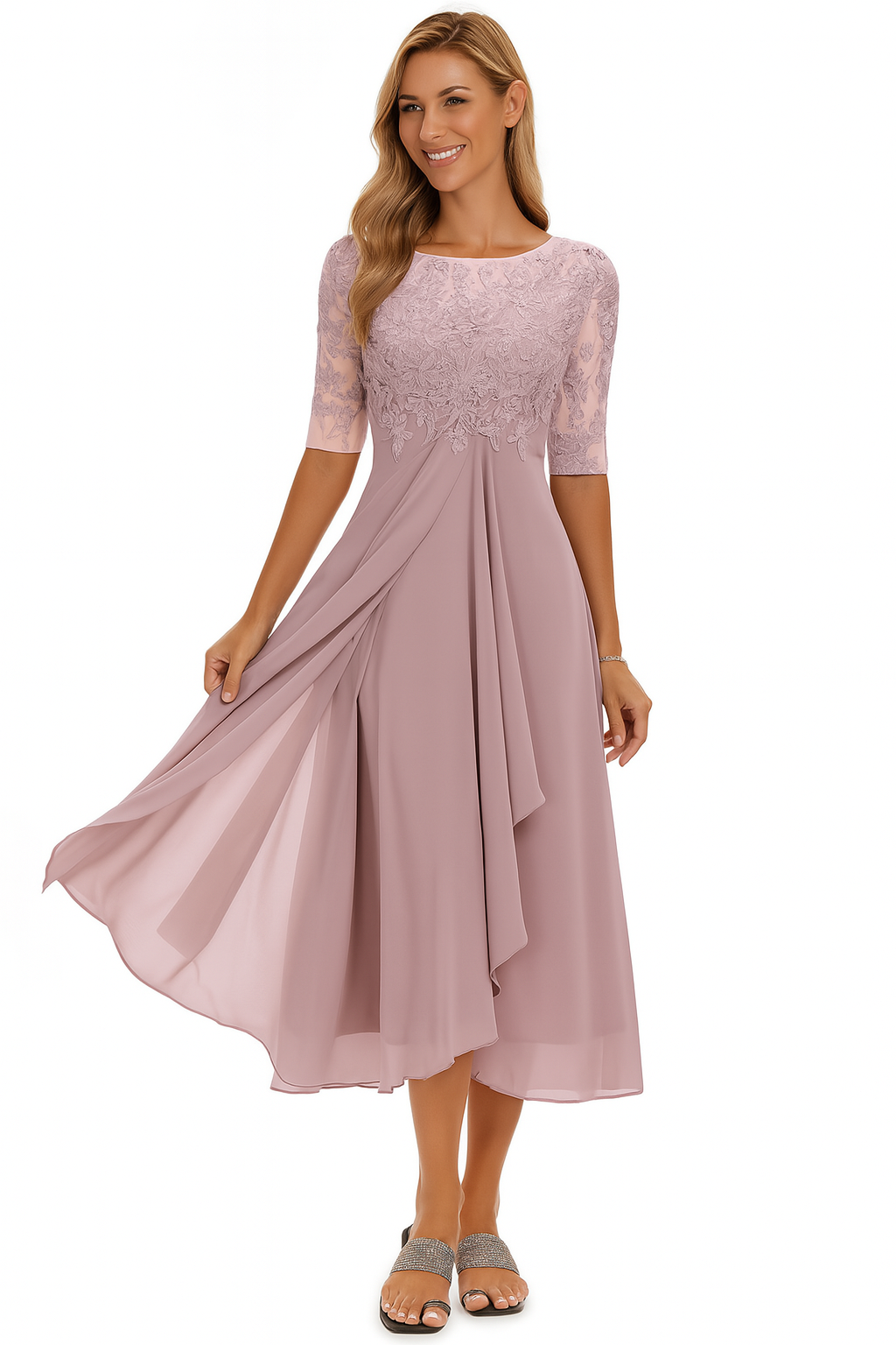 Greta | Damen Sommer A Linie Midi Kleid - Image 2