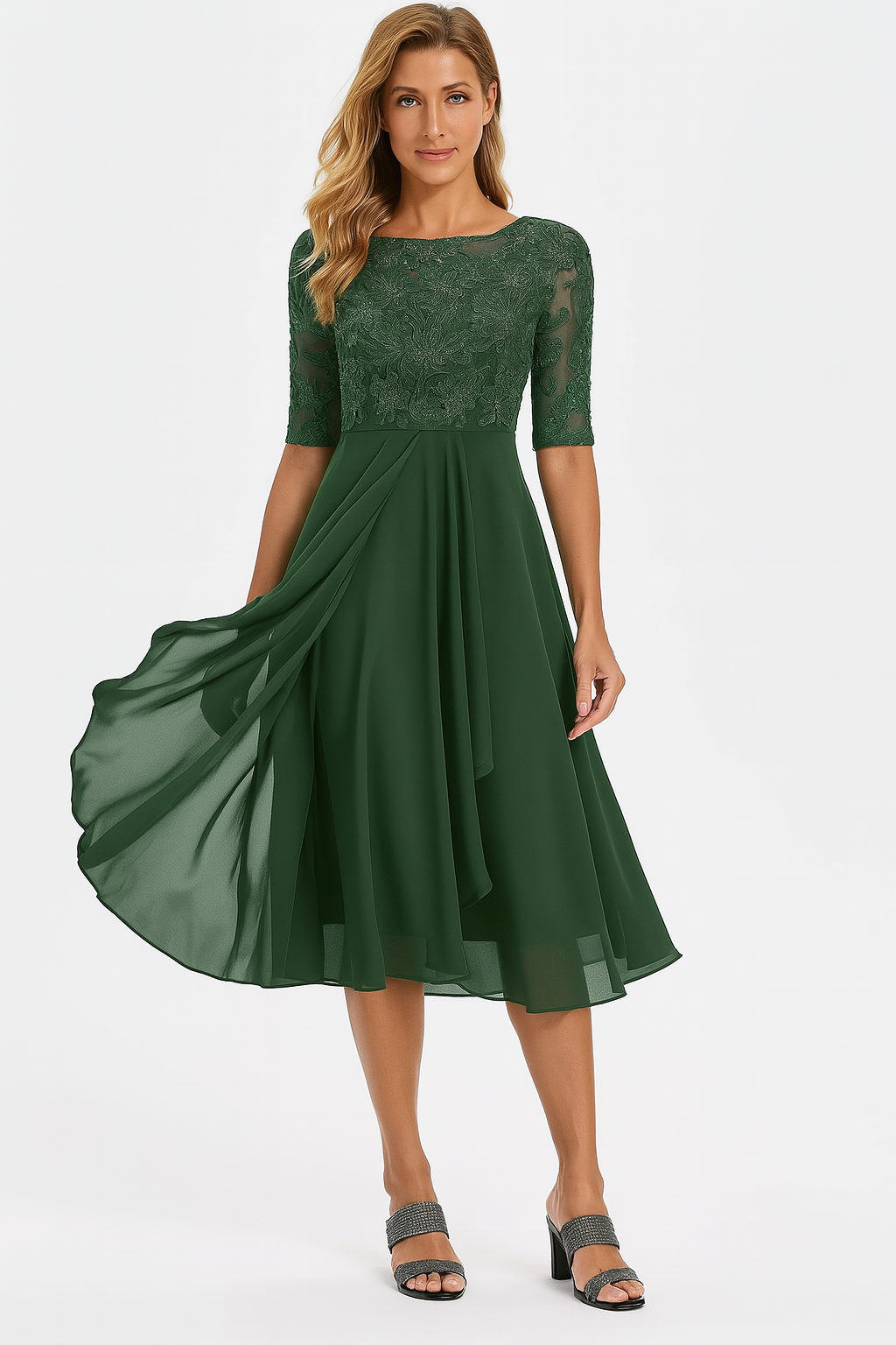 Greta | Damen Sommer A Linie Midi Kleid - Image 3