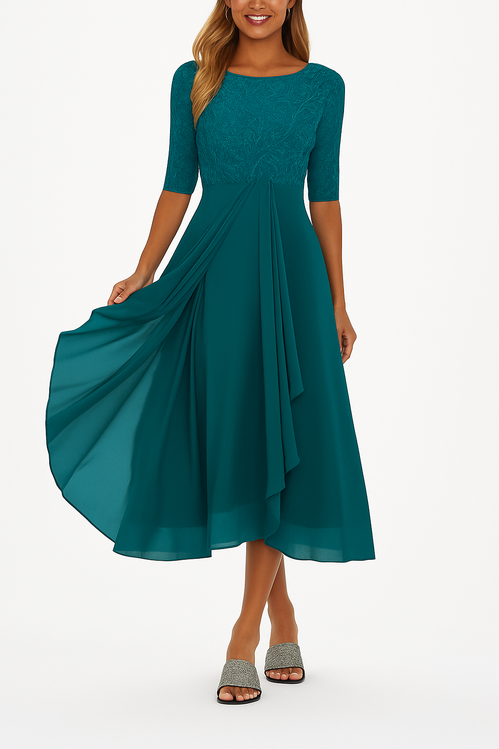 Greta | Damen Sommer A Linie Midi Kleid - Image 6